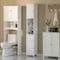 Basicwise White Tall Standing Bathroom Linen Tower Storage Cabinet for Bathroom and Vanity QI004021.WT - alternate 4
